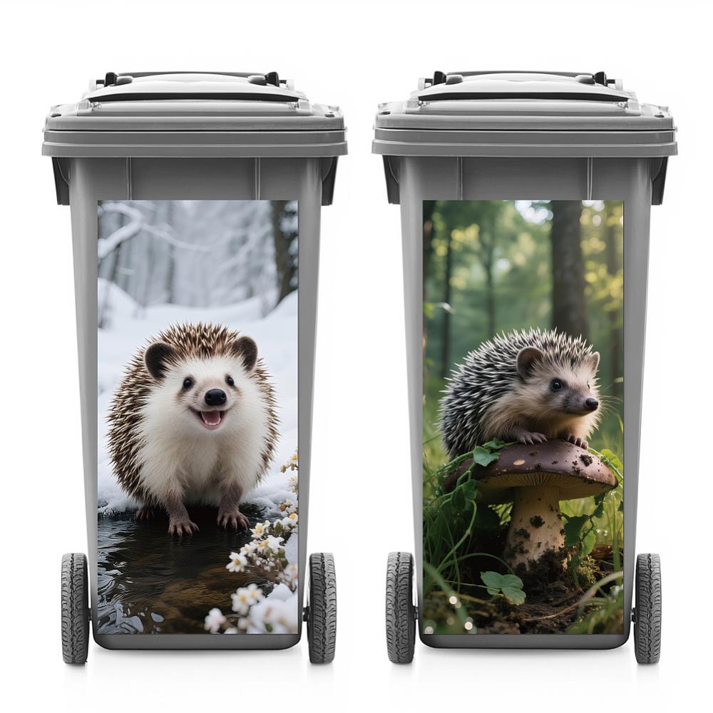 PVC Stickers Self-adhesive Decorative Stickers Decals for Trash Decoration Hedgehog 820x380mm 2pcs/set