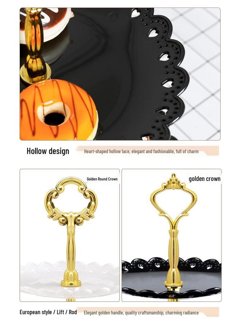 Three-Tier European Dessert and Snack Stand – Plastic Fruit, Cake, and Candy Display Plate for Weddings and Parties