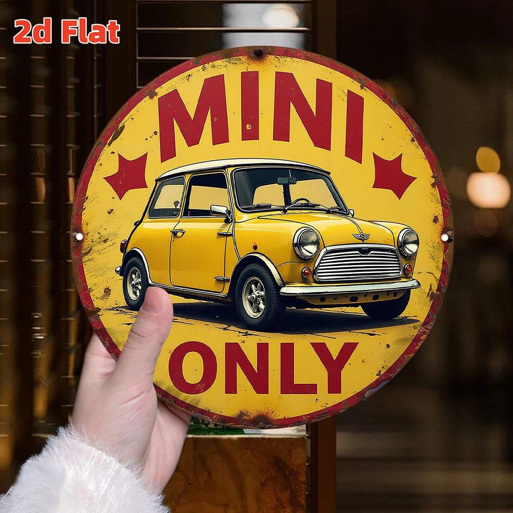 Hisun Tin Sign Vintage Mini Only Classic Car Themed Round Metal Tin Sign Retro Garage Wall Decor Art Plaque