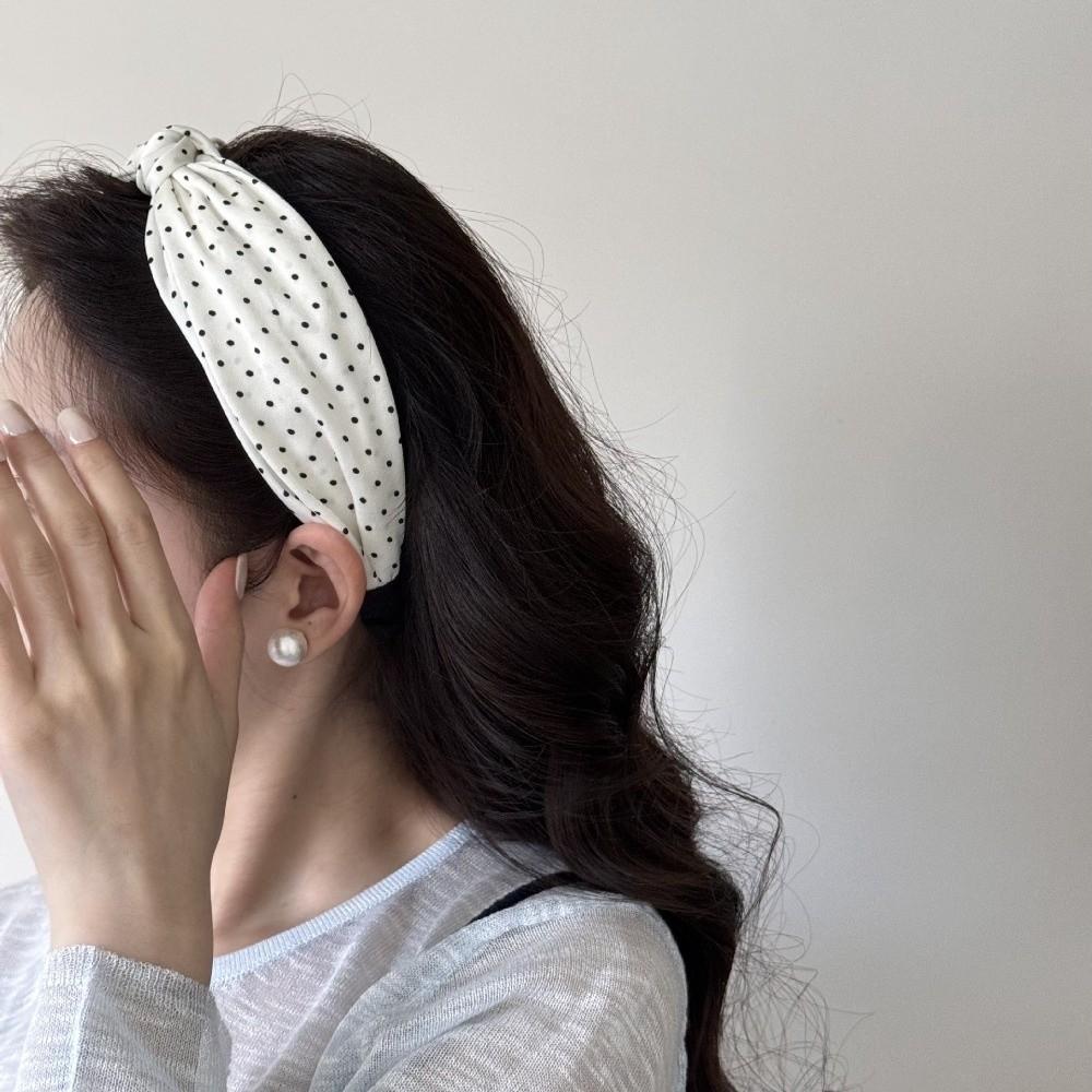 Padding Construction Top Knot Hair Hoop Polka Dot Pattern Hair Accessories For Women