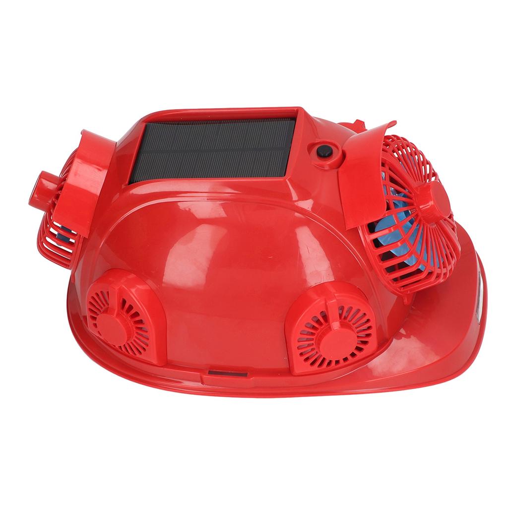 Casco de Seguridad Solar Rojo con 6 Ventiladores Doble Aire Acondicionado Bluetooth Casco de Choque 12000mAh