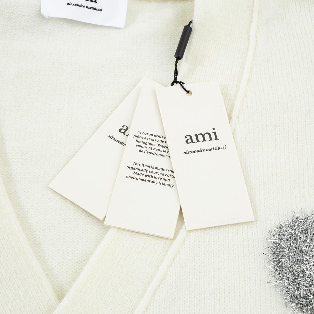 AMI Nowy Jesienno-Zimowy Srebrny Miłość Mieszanka Wełny Alpaki Miękki i Klejący Kardigan Sweter Dzianinowy dla Pary