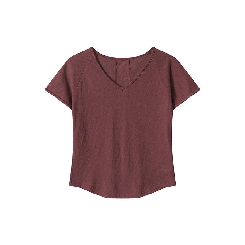 HeyHenry Women s V-neck Plain Summer Casual Short Sleeve T-shirt Large красный