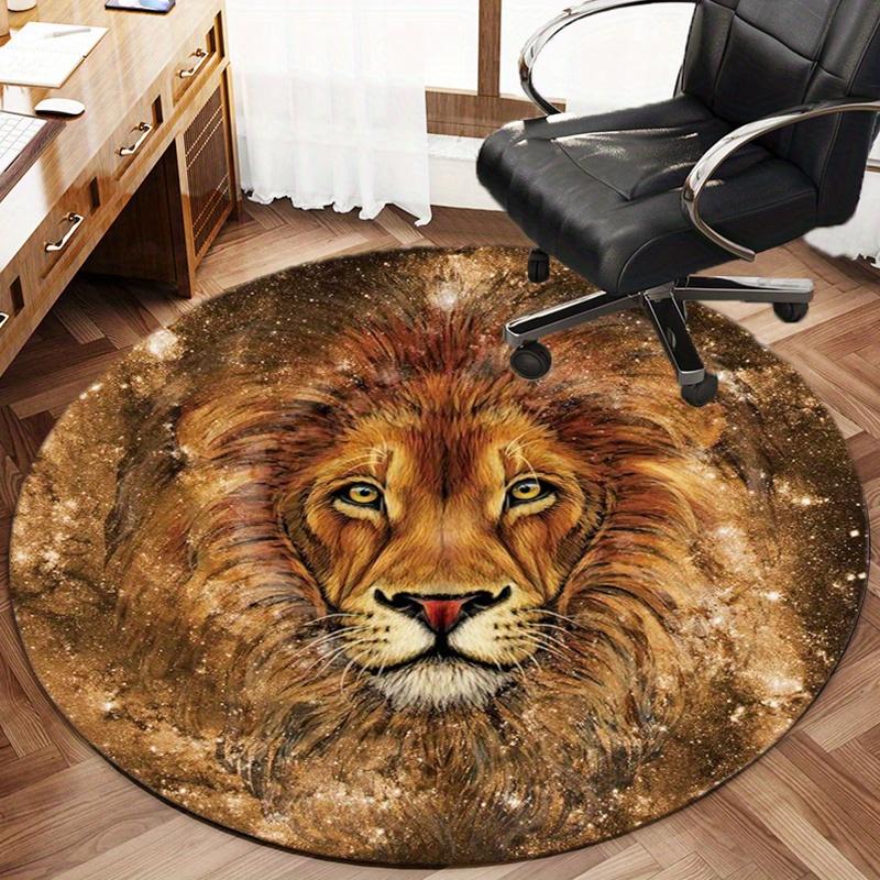 Lion Round Rug Nonslip Area Rug Office Chair Mat Carpet Perfect For Bedroom Living Room Office Easy Clean Aesthetic Home Decor