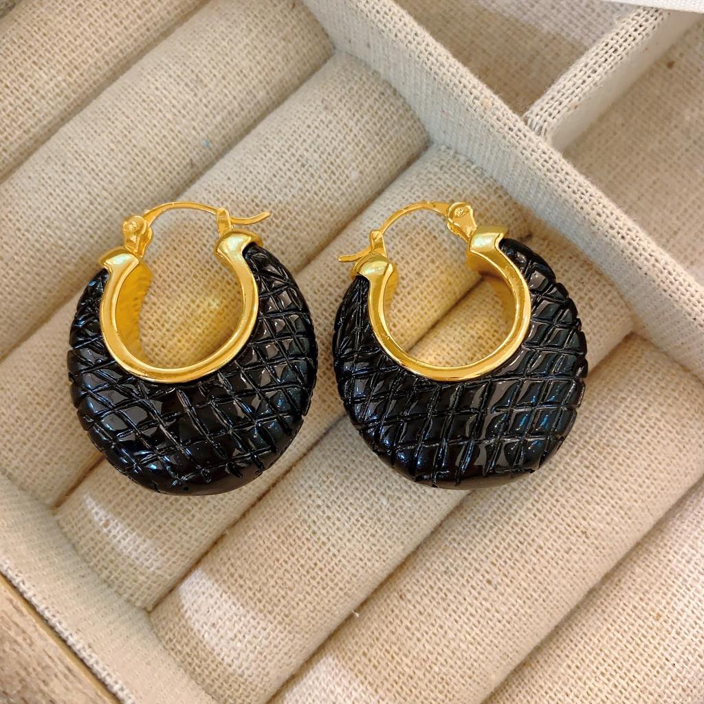 Medieval Hong Kong Style Fashion Daily Earrings Retro Niche Design Sense Niche Oval Niche French Design Earrings