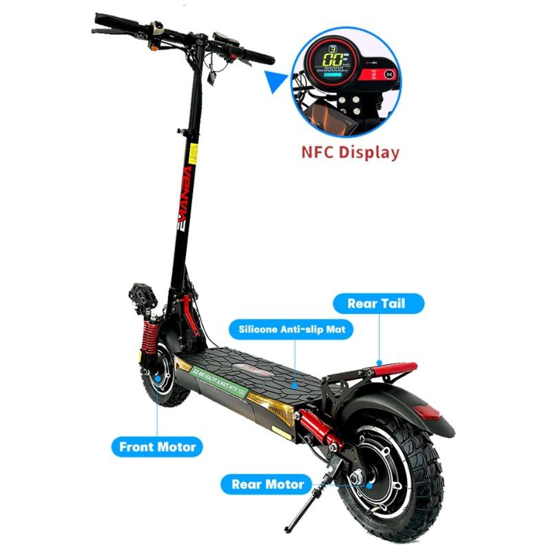 E-Scooters X4 1600W Dual Motor 48V18AH Battery Double Braking Fold Scooters Electric 10-Inch Tire Off-road Electric Scooter NFC