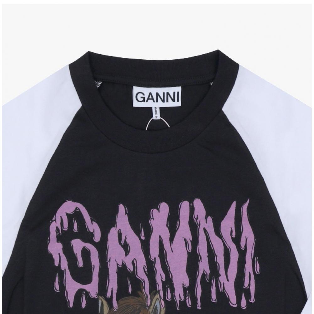 Ganni Women S Long Sleeve Raglan T ShirT Pony Logo A1050054 252