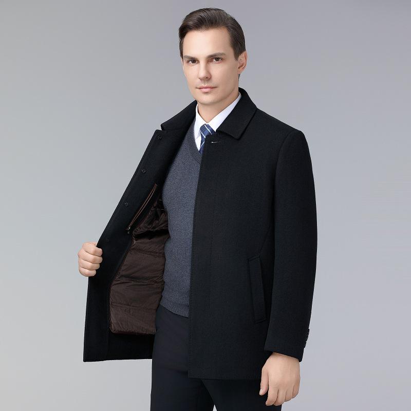 

Пальто из кашемировой шерсти высокого класса со съемной пуховой подкладкой и лацканом 170 чёрный