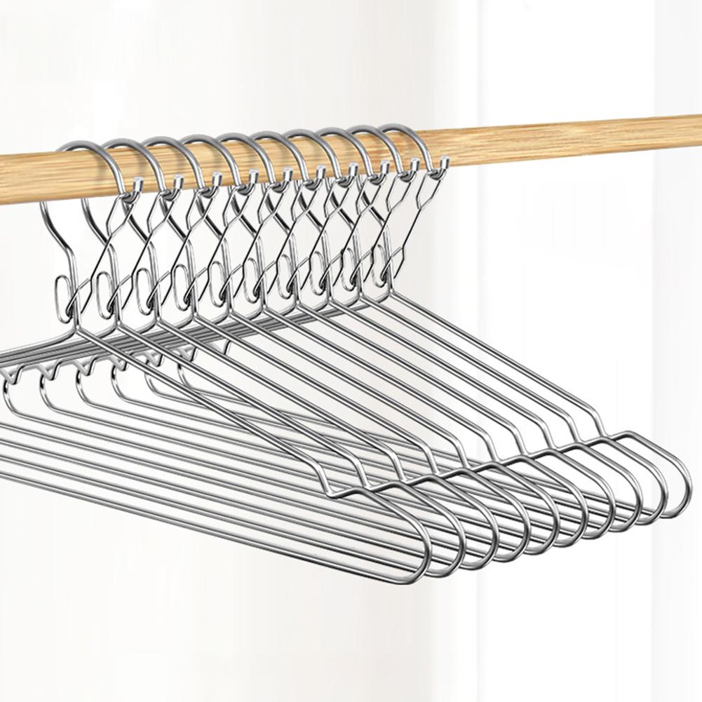 Stainless Steel Coat Hanger Household Multifunctional Non Creases Metal Windproof Hangers For Bathroom Balcony Closet Organiser