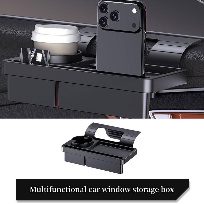 Car Organizer Box Side Door Window Hanging Storage Rack ABS Multifunctional Cup Stand Phone Holder Storage Tray Car Accessories