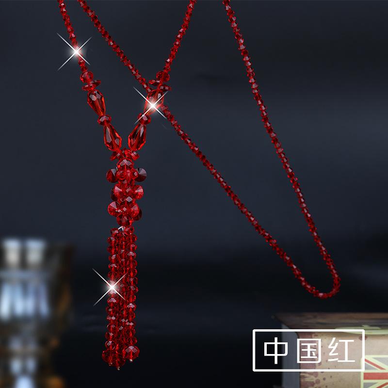 

Long Tassel Modern Necklace For Women Featuring Eyecatching Designs Crystal Crystal Red