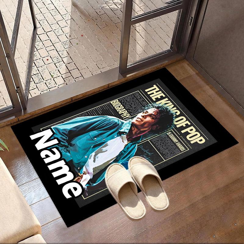 Custom Name Personalized Michael Jackson Print Carpet, Versatile Home Decor Rug, for Playroom, Apartment, Balcony, Entryway, Hallway Gift