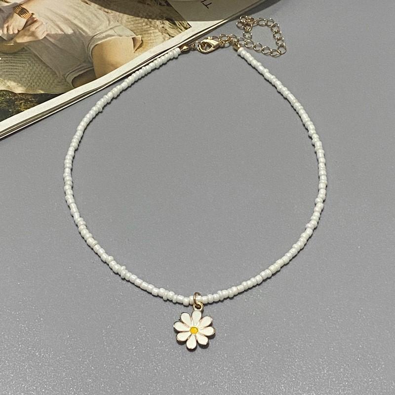 New Fashion Flower Choker Seed Beads Necklace for Girl Women Pendant Collar Jewelry Gift for Friend Necklace
