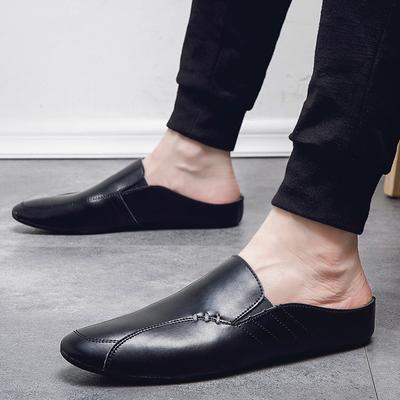 FashionItalian Luxury Brand Men Slippers Genuine Leather Loafers Men Moccasins Casual Non-slip Man Shoes Summer Fashion Half Shoes Men