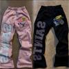 ZYLLO Y2K Streetwear Sportovní kalhoty Pánské Dámské Hip Hop Retro Výšivka písmen Sestřihované Ležérní kalhoty Strečové S vysokým pasem Joggingové kalhoty
