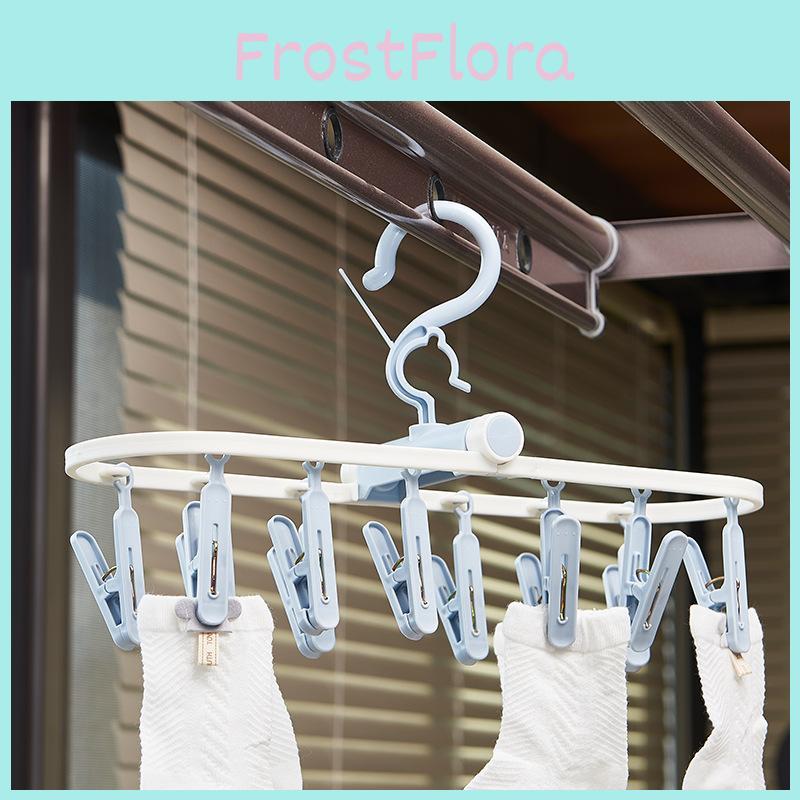 Modern Simple Design Foldable Plastic Clothes Drying Rack With Clips For Dorms