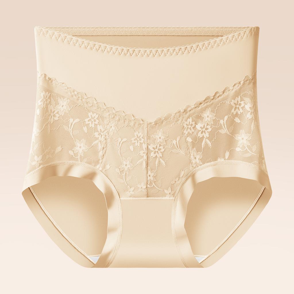 Big Size Ladies Spring and Summer Lace High Waist Belly Lift Hip Antibacterial Breathable Briefs
