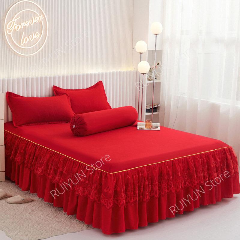 New Princess Bed Skirt Mattress Protector Bedsheet Ruffled Lace Bed Skirt Bedding Bed Cover Bedspread Non-slip Mattress Cover