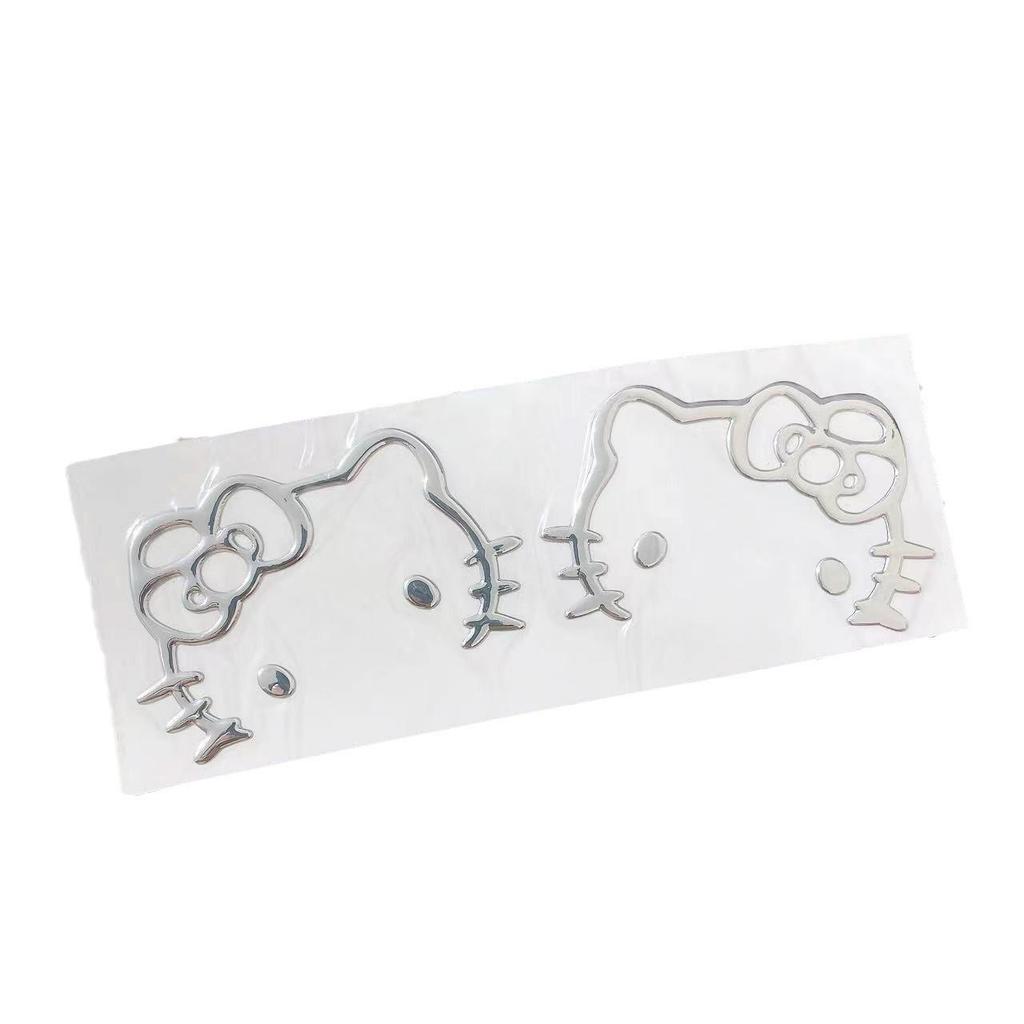 Kitty 3D Cartoon Silver PVC Sticker for Phone, Computer, Car