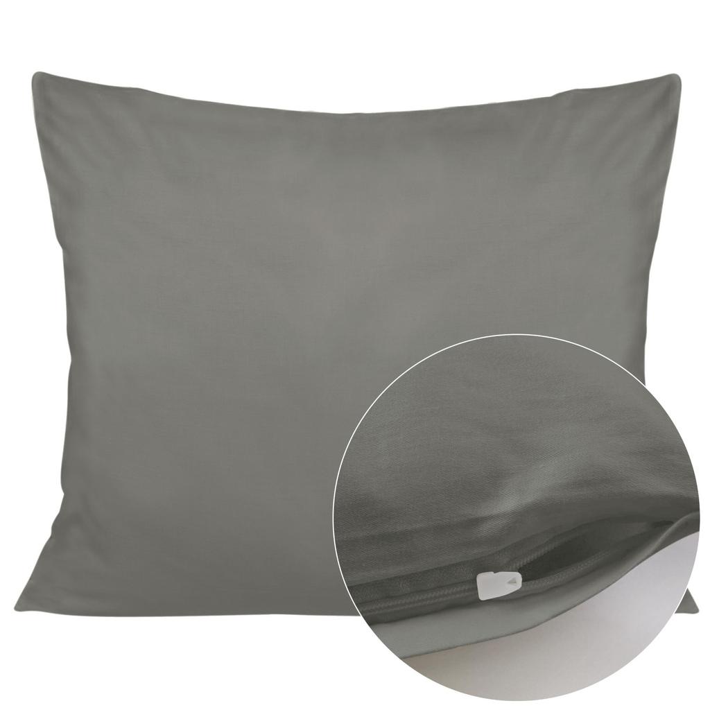 Pillowcase 70x80, 100% COTTON satin, light gray, plain