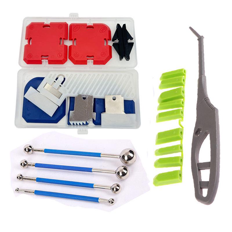 Multi-functional Caulking Tool Set with Stainless Steel Scraper and Grouting Ball for Sealant and Tile Joint Cleaning