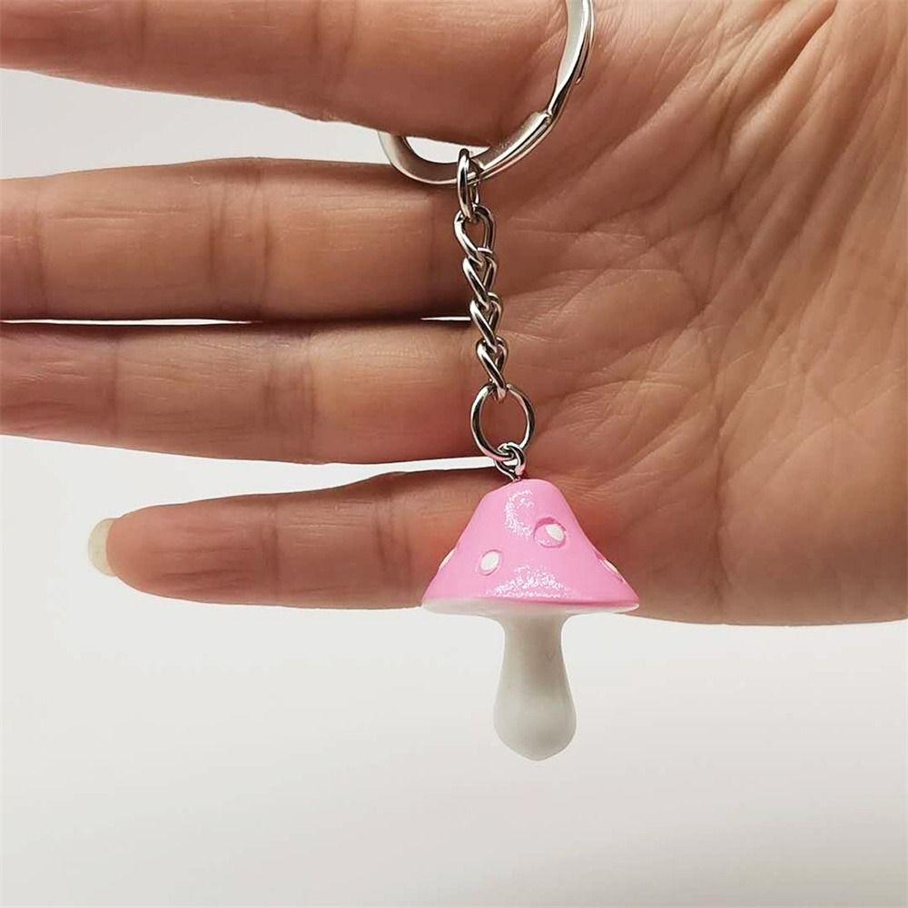 Cartoon Mushroom Pendant 8 Color Plant Key Ring Handbag Decor Mushroom Keychains  Jewelry Gifts