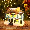 Christmas Village Scene for Home Desktop Ornaments Resin House Snowy Winter Town With LED Light Figurines for Christmas