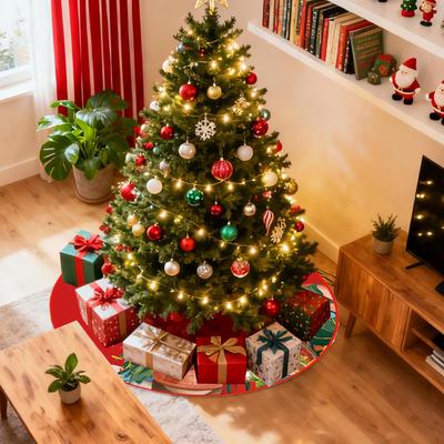Rock für Weihnachtsbaum 35 Zoll Rot Festlich Winter Heimdekorationen Weihnachtsbaumteppich Basisabdeckung für Neujahr Zuhause Wohnheim