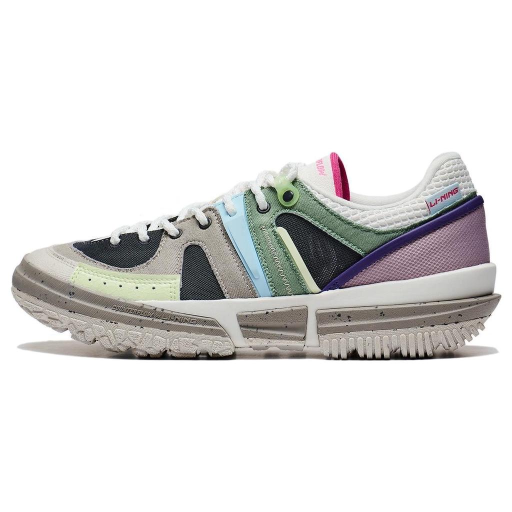 Li Ning Linchi Lite Textile, Synthetic Leather Slip Resistant Abrasion Resistant Low top Casual Shoes Men's Gray Green AGLS259-4