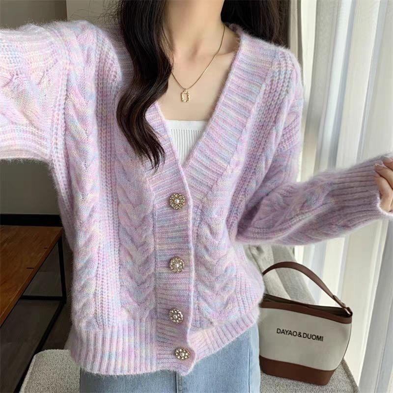 2026 Autumn Korean Style Women's Loose Knit Cardigan Sweater