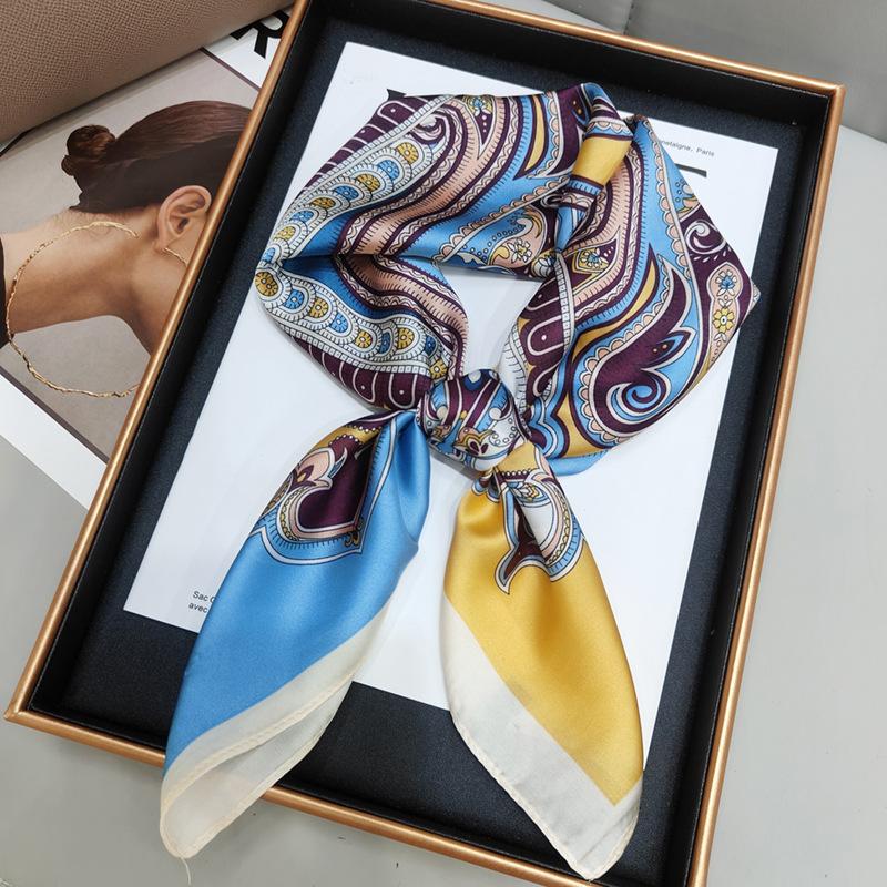 New Versatile Imitation Silk with Suit Silk Scarf Fashionable Women's Small Square Silk Scarf French Spring and Autumn Scarf