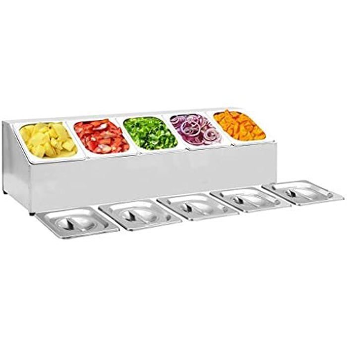 Gastronorm Container - vidaXL - GN 1/6 - Stainless Steel - 5 Bins - Lids Included