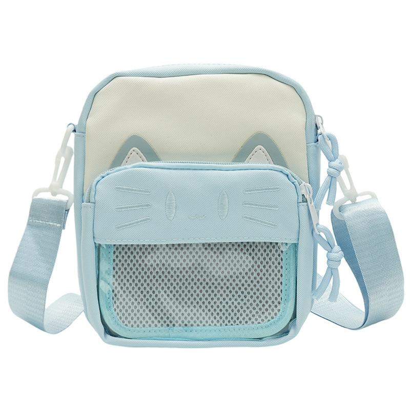 

Милая сумка через плечо с вышитым котом в стиле Харадзюку, модная прозрачная сумка, сумка для телефона с значком