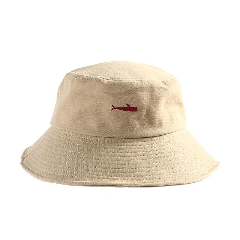 Women Bucket Hat Solid Cotton Whale Embroidery Summer Sun Hat Outdoor Men Beach Caps Unisex Fishermen Hat Hip Hop Female Cap