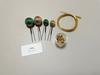 Japanese-style hair ornament, green and gold, ball-shaped hairpin, gold leaf, mizuhiki (decorative cord), suitable for Coming-of-Age Day, graduation,