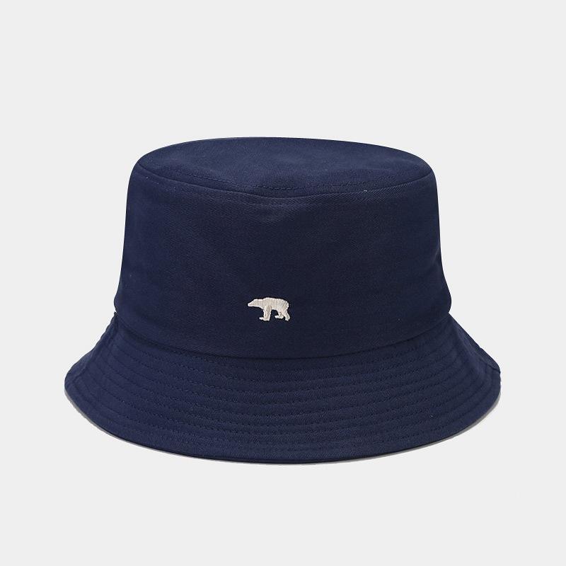 New climbing bear embroidered fisherman hat simple literary small fresh basin hat student couple sun hat