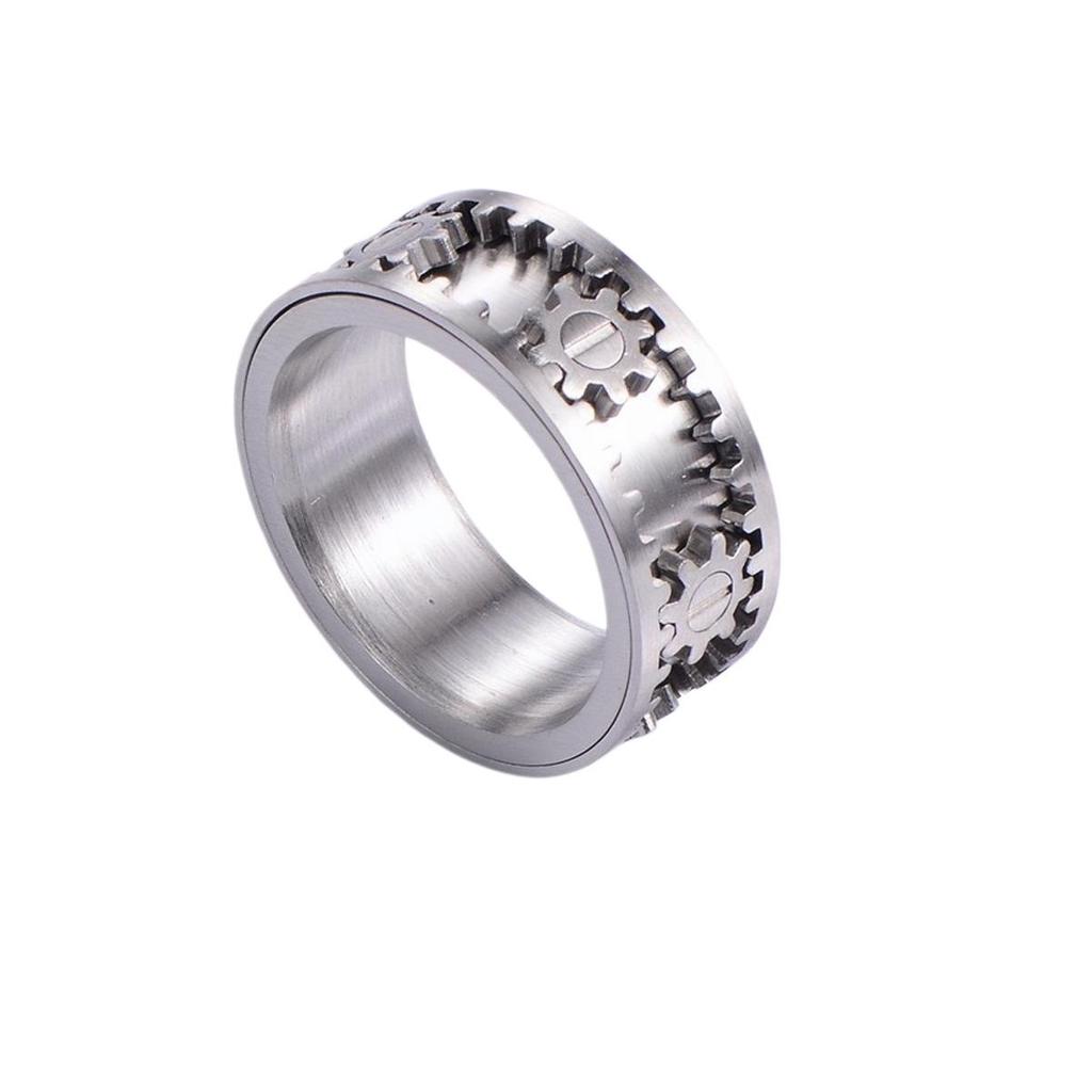 European & American Titanium Gear Ring: Rotatable Decompression Finger Ring for Men & Women, Hip Hop Couple Jewelry