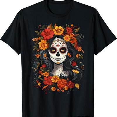 De Los Muertos La Catrina Day of the Dead Sugar Skull Women T-Shirt