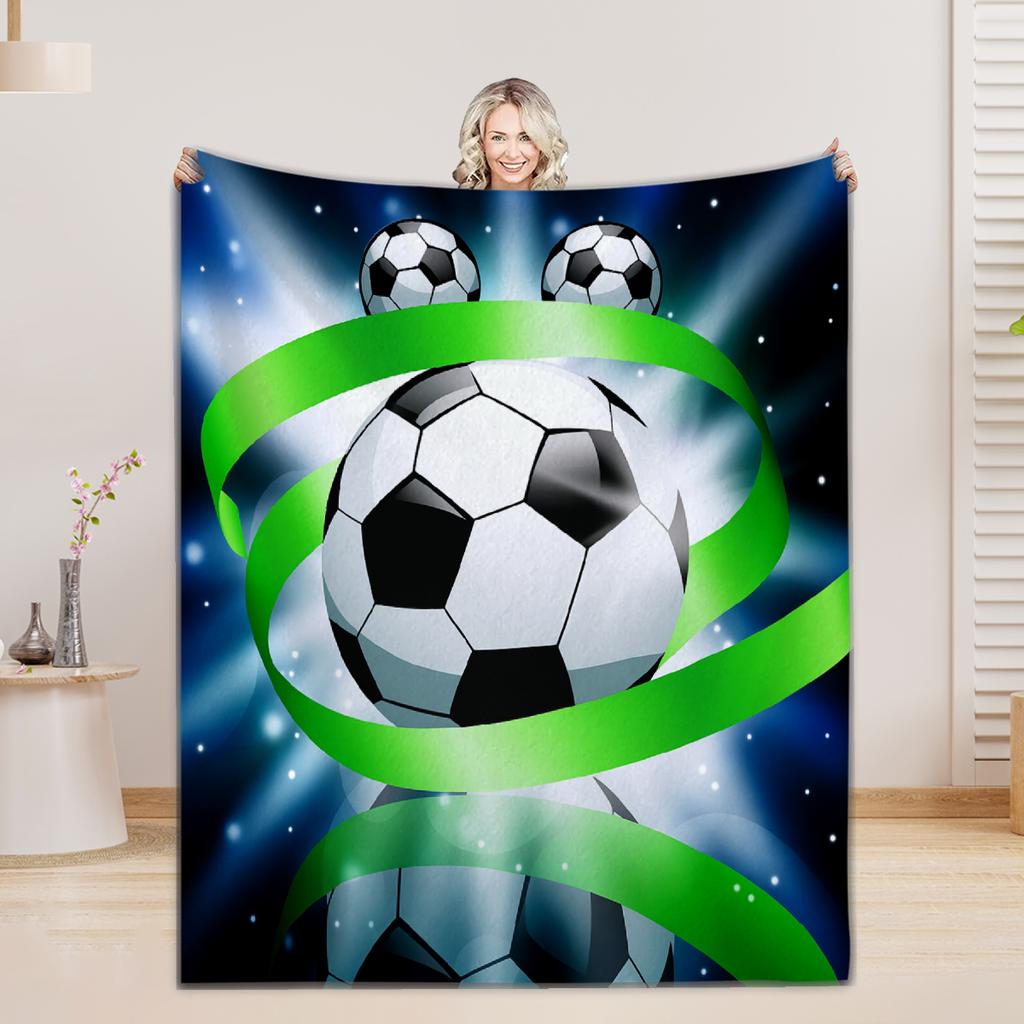1PC Blanket Football 3D Printed Blanket Flannel Warm Cozy Blanket Home Travel Birthday Gift for Boys Chair Sofa Room Decoration