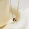 XIXI Waterproof 18K Gold Plated Four Leaf Clover Flower Zircon Pendant Women Stainless Steel Fashion Jewelry Necklaces