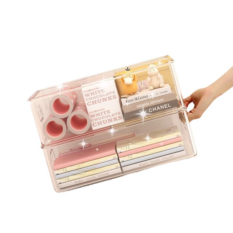 Acryl Transparenter Schreibtisch-Organizer: Rechteckige Aufbewahrungsbox für Schreibwaren und Bücher