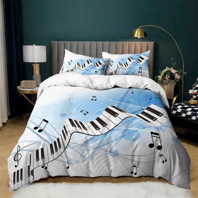 

Piano Keys Duvet Cover King For Boys Girls Teens Adult Microfiber Music Theme Comforter Cover Spiral Piano Keyboard Bedding Set EU Single(135*200cm)3pcs