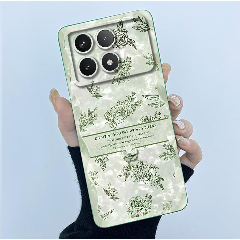 For Xiaomi Poco X6 Pro 5G Case Poco X6Pro Back Cover Fashion Simplicity Floral Soft Liquid Silicone Shell For PocoX6 Pro Fundas