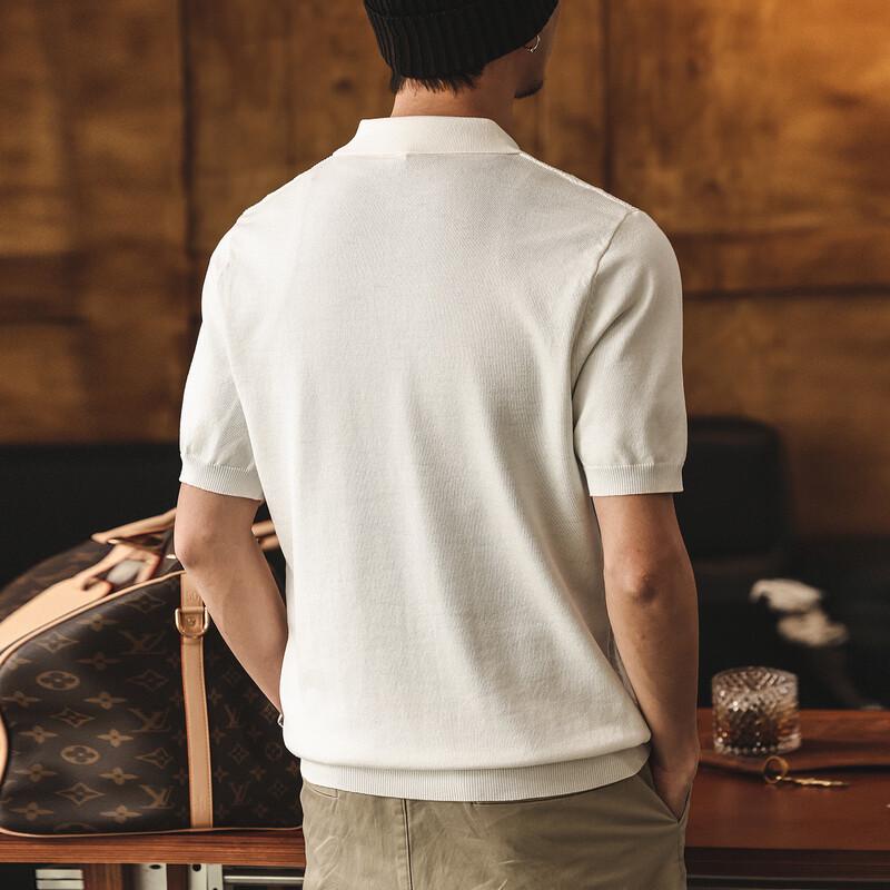 Jie Lei Nuo Men's Premium Jacquard Half-Zip Knit Polo Shirt