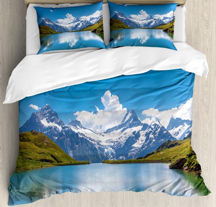 Frozen Lake Duvet Cover Sets for Teens Queen Lightweight Quilt Cover with 2 Pillowcase Winter Themed Bedding Sets No Comforter
