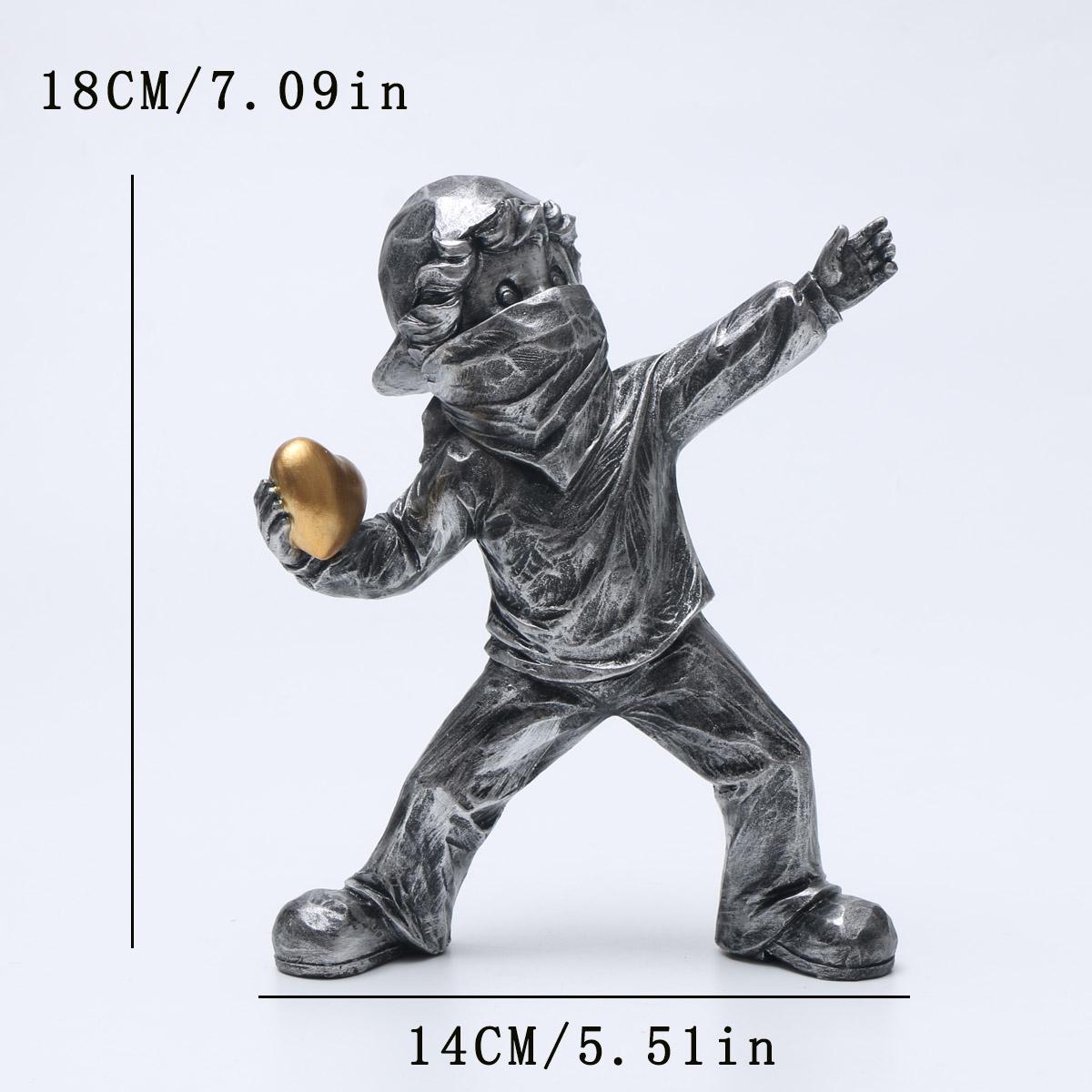 

1 pc Resin Banksy Love Sculptures Stone Thrower Statue Home Decoration Desk Accessories Collectible Figurine Decorative Interior