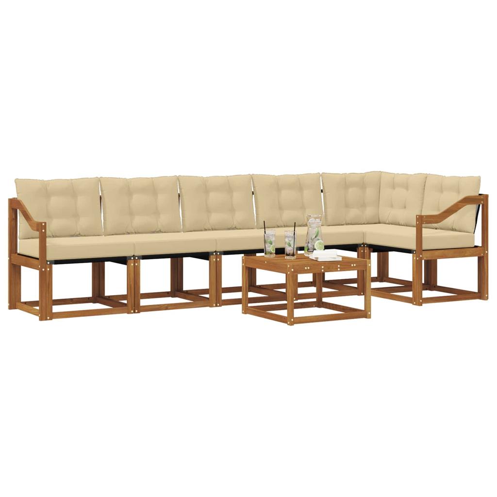 Outdoor Sofa Set with Cushions 7 pcs Natural and Beige