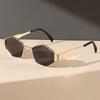 1pcs Polygonal Metal Small Frame Fashionable Decorative Glasses for Men and Women Suitable for Various Occasions