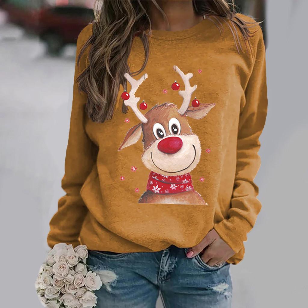 Christmas Sweatshirts Reindeer Pattern 3D Print Women Streetwear Casual Long Sleeve Hoodies Y2k Pullovers Tops Female Clothing