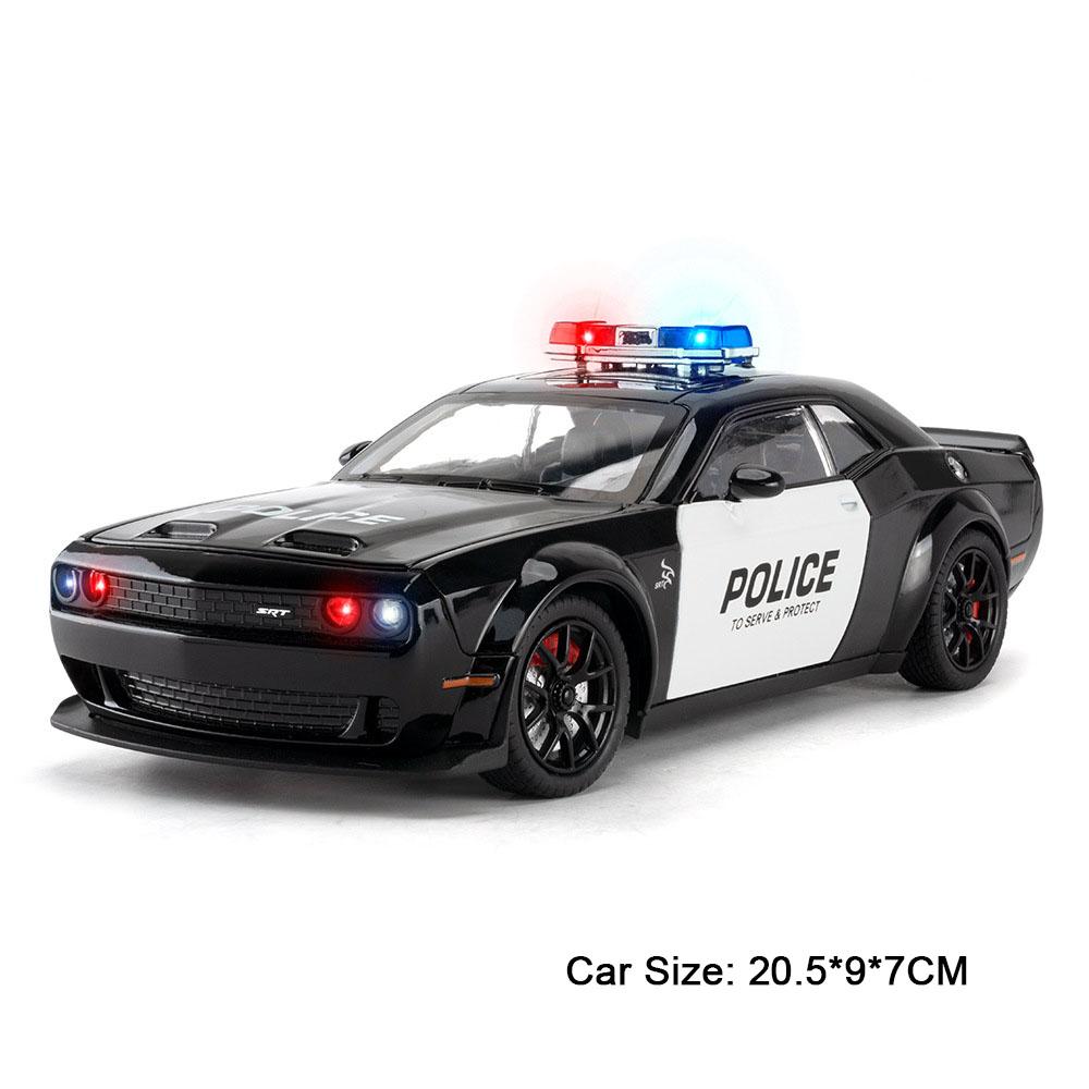 Měřítko 1:24 Hellcat Sportovní Auto Model Hračka Hudba Světlo Stahovací Dveře Otevřené Modely Policejních Aut Kovové Diecast Hračky Pro Děti